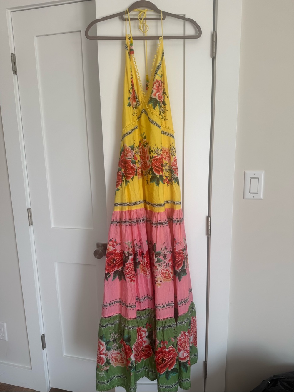FARM Rio Yellow Pink Green Floral Maxi Dress